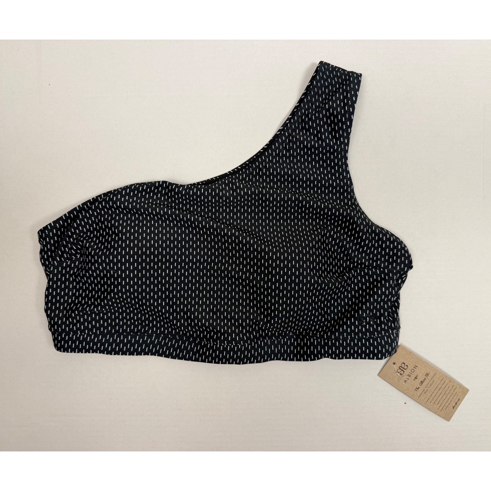 Albion Fit Midnight Dash‎ Icon Swim Crop Womens XL Black NWT One Shoulder Bikini